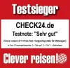 CHECK24 Mietwagenvergleich zum Sieger im "Clever reisen!"-Test gekürt - Auszeichnung Logo