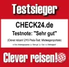 CHECK24 Mietwagenvergleich zum Sieger im "Clever reisen!"-Test gekürt - Auszeichnung Logo