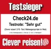 CHECK24 Mietwagenvergleich erneut zum Sieger im "Clever reisen!"-Test gekürt - Auszeichnung Logo