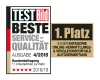 Testbild und Statista Umfrage: Kunden küren CHECK24 Mietwagen zum Vergleichsportal mit der besten Service-Qualität - Auszeichnung Logo