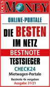 FOCUS-MONEY: CHECK24 Mietwagenvergleich erneut mit Bestnote ausgezeichnet - Auszeichnung Logo