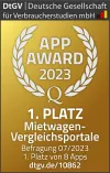 Der CHECK24 Mietwagenvergleich wird erneut mit dem DtGV-App-Award ausgezeichnet - Auszeichnung Logo