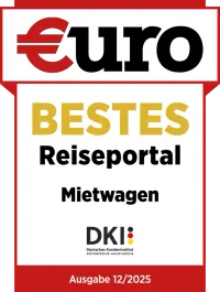 €URO: CHECK24 wird als bestes Reiseportal für Mietwagen ausgezeichnet (2025) - Award Logo