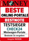 Focus Money: Testsieger CHECK24 auch in 2026 das beliebteste Mietwagenportal - Auszeichnung Logo